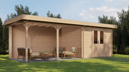 Lugarde Select Log Cabin with veranda Norfolk 300x250cm + 400cm - Untreated