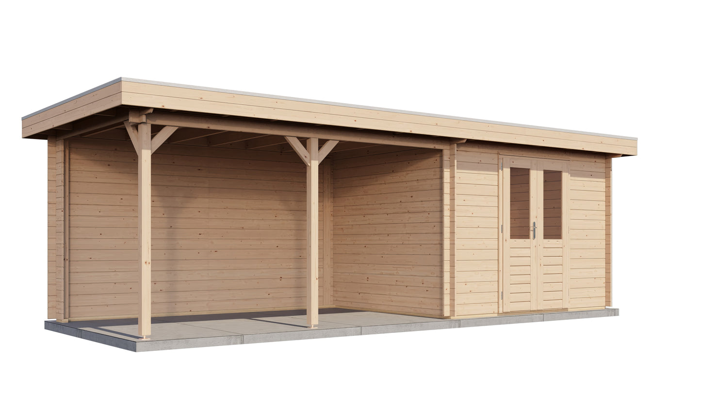 Lugarde Select Log Cabin with veranda Norfolk 300x250cm + 400cm - Untreated