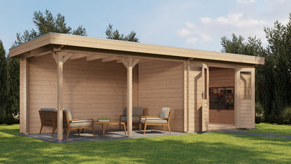 Lugarde Select Log Cabin with veranda Norfolk 300x250cm + 400cm - Untreated