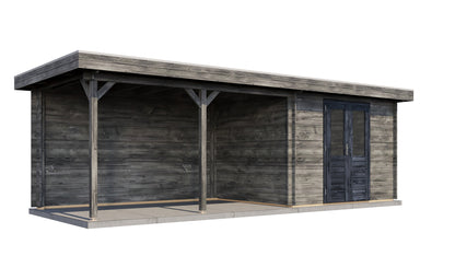 Lugarde Select Log Cabin with veranda Norfolk 300x250cm + 400cm - Pressure treated Grey