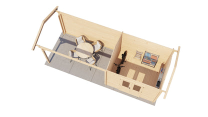 Lugarde Select Log Cabin with veranda Devon 300x250cm + 400cm - Untreated