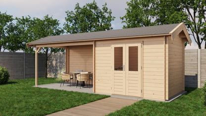 Lugarde Select Log Cabin with veranda Devon 300x250cm + 400cm - Untreated