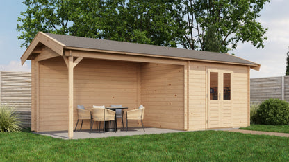 Lugarde Select Log Cabin with veranda Devon 300x250cm + 400cm - Untreated