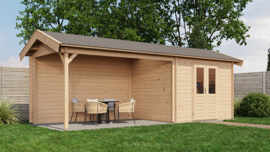 Lugarde Select Log Cabin with veranda Devon 300x250cm + 400cm - Untreated