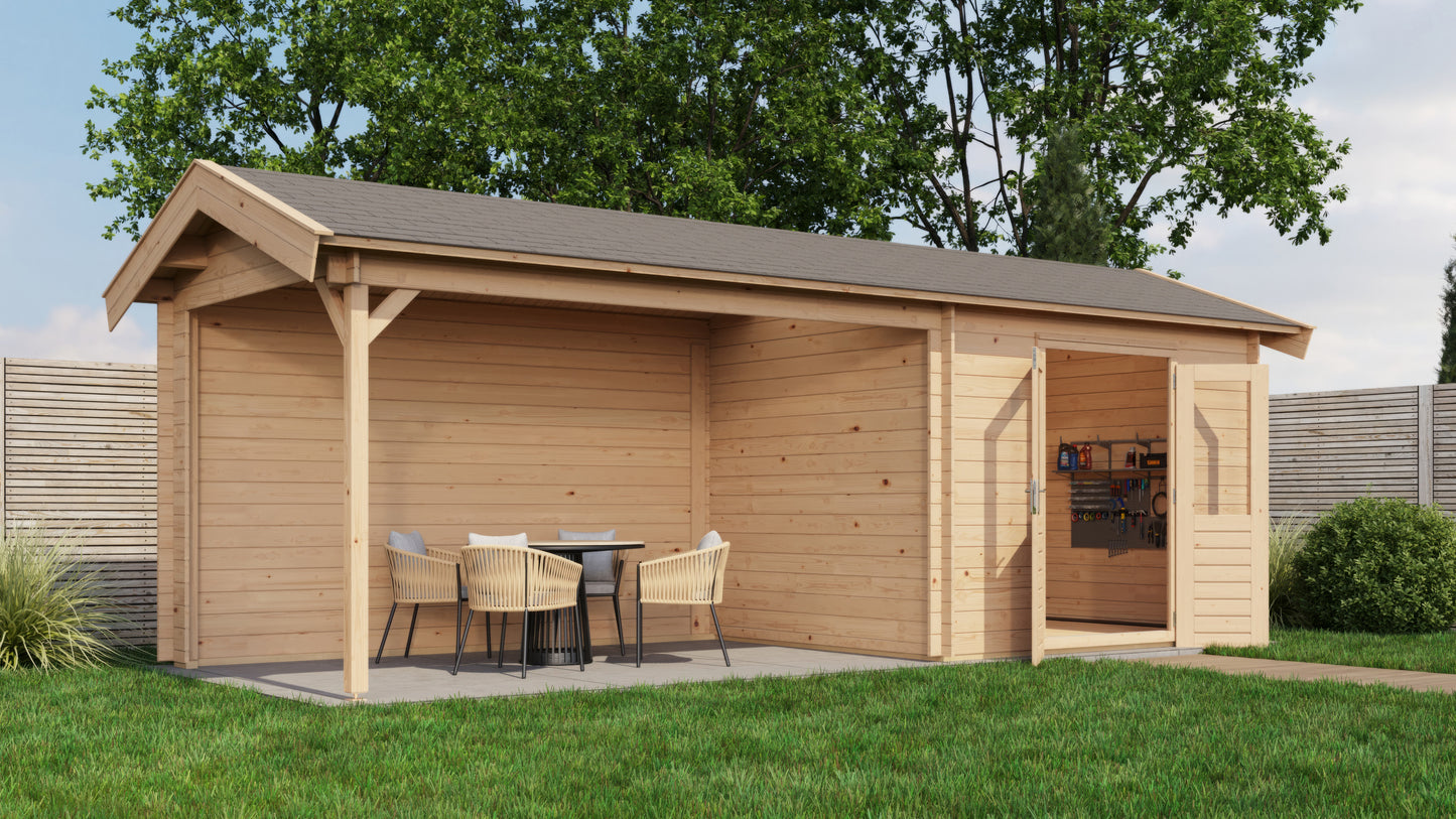 Lugarde Select Log Cabin with veranda Devon 300x250cm + 400cm - Untreated
