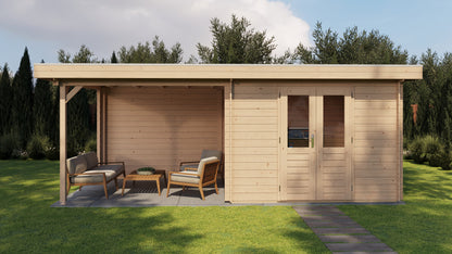 Lugarde Select Log Cabin with veranda Tyne 300x300cm + 300cm - Untreated