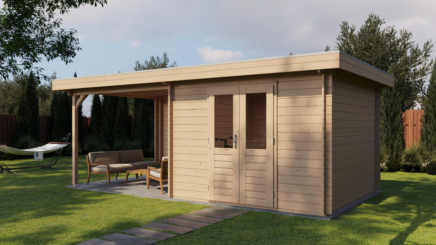 Lugarde Select Log Cabin with veranda Tyne 300x300cm + 300cm - Untreated