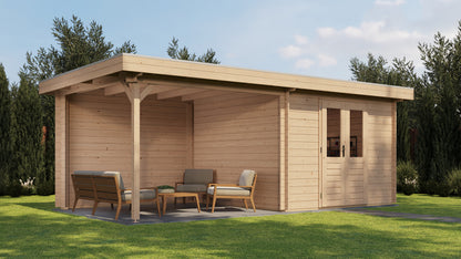 Lugarde Select Log Cabin with veranda Tyne 300x300cm + 300cm - Untreated