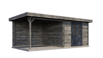 Lugarde Select Log Cabin with veranda Tyne 300x300cm + 300cm - Pressure treated Grey