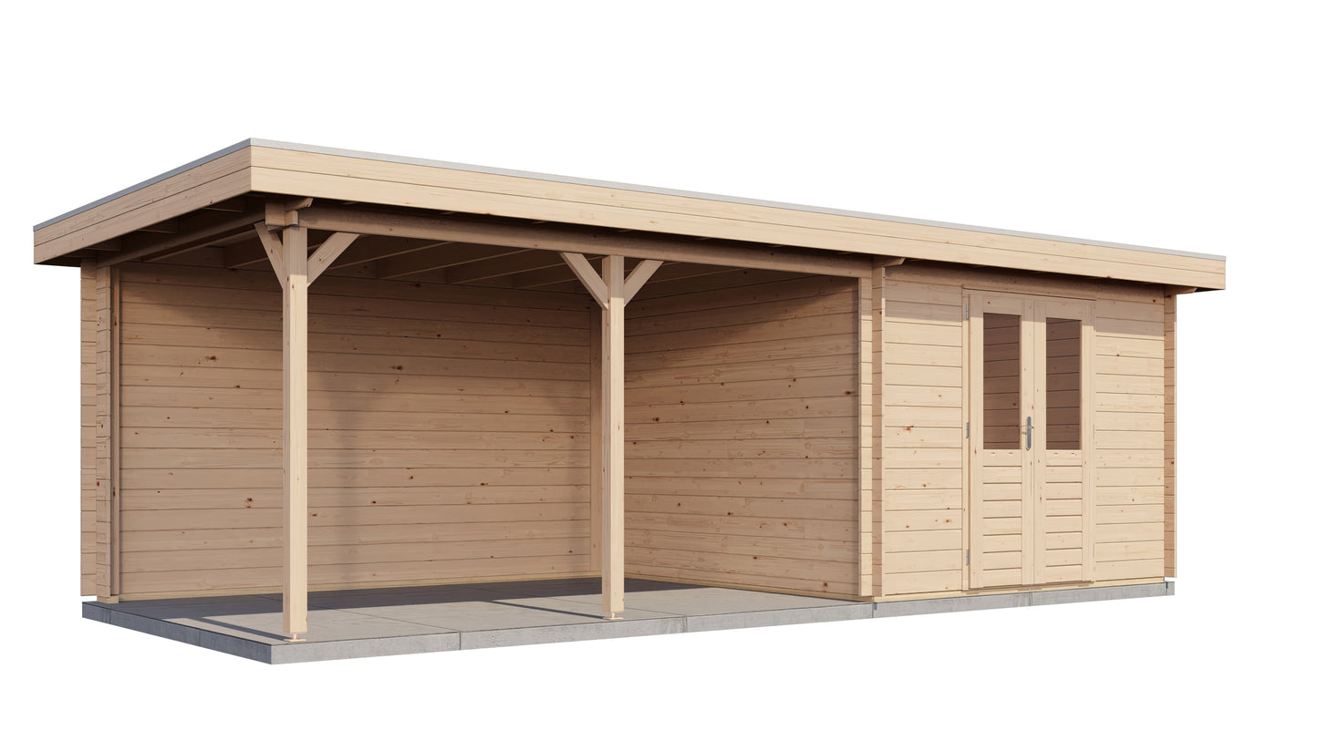 Lugarde Select Log Cabin with veranda Bristol 300x300cm + 400cm - Untreated