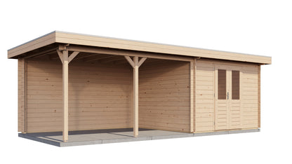 Lugarde Select Log Cabin with veranda Bristol 300x300cm + 400cm - Untreated