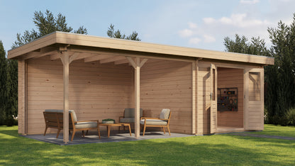 Lugarde Select Log Cabin with veranda Bristol 300x300cm + 400cm - Untreated