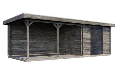 Lugarde Select Log Cabin with veranda Bristol 300x300cm + 400cm - Pressure treated Grey
