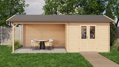 Lugarde Select Log Cabin with veranda Berkshire 300x300cm + 400cm - Untreated