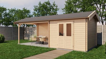 Lugarde Select Log Cabin with veranda Berkshire 300x300cm + 400cm - Untreated