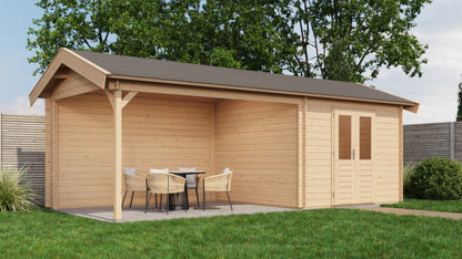 Lugarde Select Log Cabin with veranda Berkshire 300x300cm + 400cm - Untreated