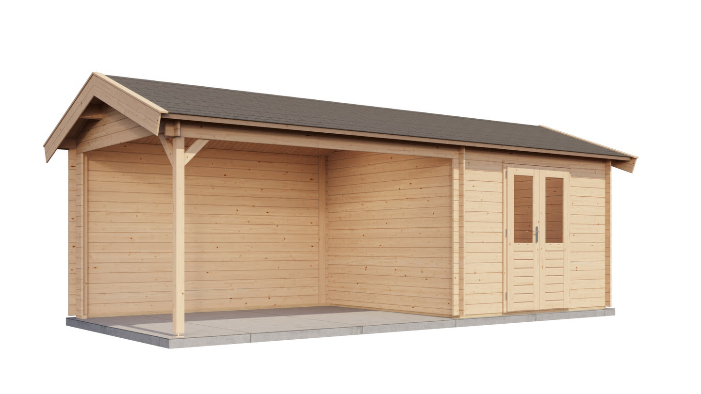 Lugarde Select Log Cabin with veranda Berkshire 300x300cm + 400cm - Untreated