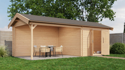Lugarde Select Log Cabin with veranda Berkshire 300x300cm + 400cm - Untreated