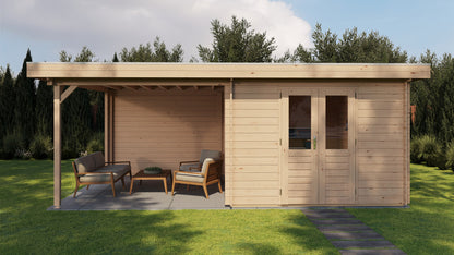 Lugarde Select Log Cabin with veranda Oxford 300x400cm + 300cm - Untreated