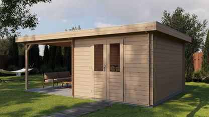 Lugarde Select Log Cabin with veranda Oxford 300x400cm + 300cm - Untreated