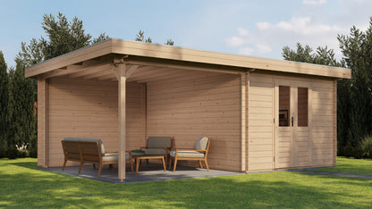 Lugarde Select Log Cabin with veranda Oxford 300x400cm + 300cm - Untreated