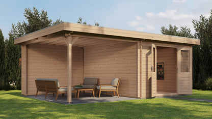 Lugarde Select Log Cabin with veranda Oxford 300x400cm + 300cm - Untreated