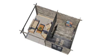 Lugarde Select Log Cabin with veranda Oxford 300x400cm + 300cm - Pressure treated Grey