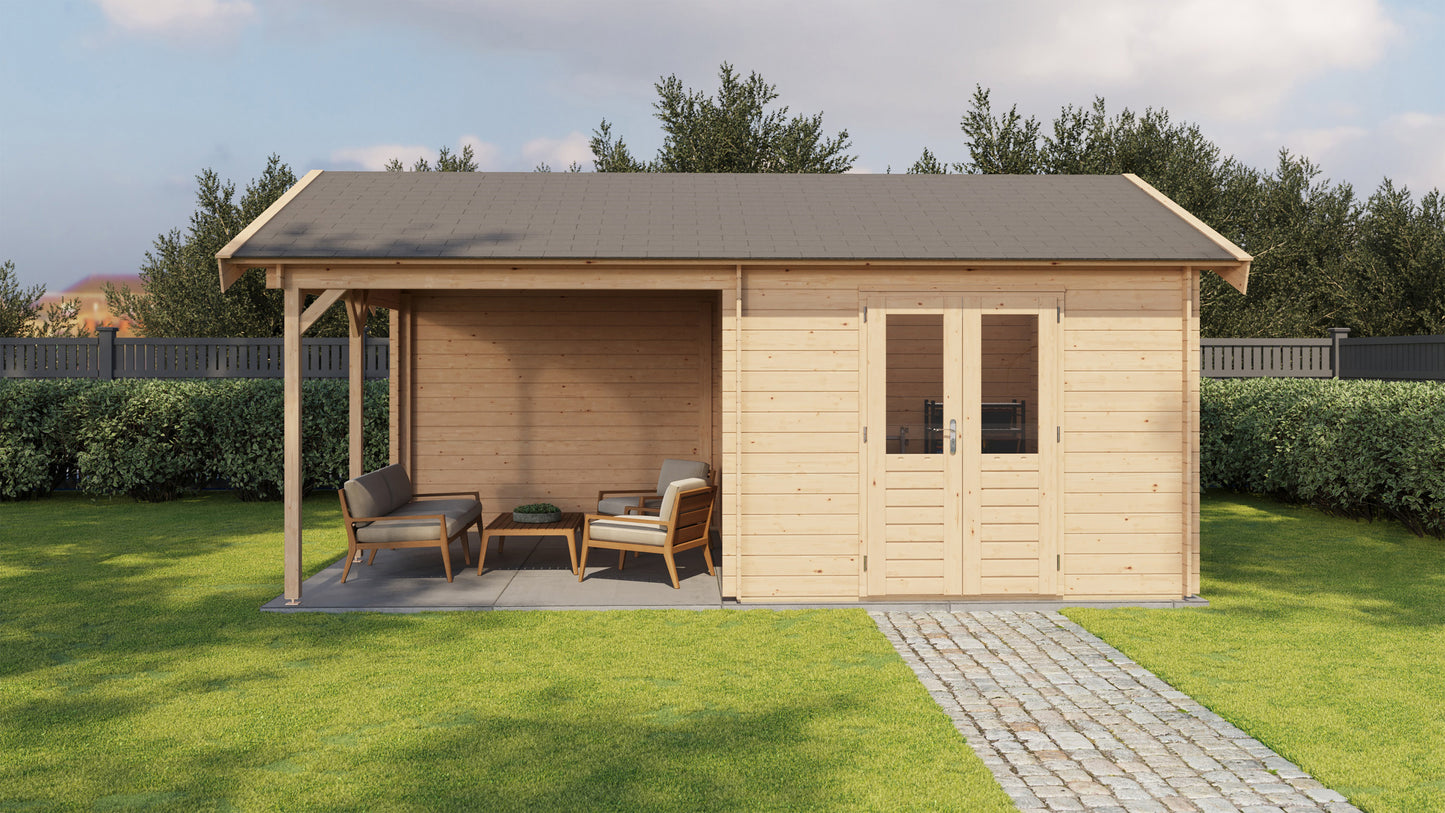 Lugarde Select Log Cabin with veranda Clwyd 300x400cm + 300cm - Untreated