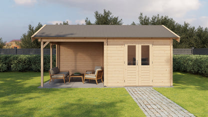 Lugarde Select Log Cabin with veranda Clwyd 300x400cm + 300cm - Untreated
