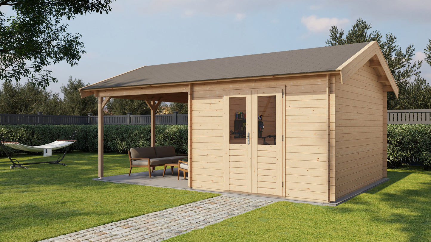 Lugarde Select Log Cabin with veranda Clwyd 300x400cm + 300cm - Untreated