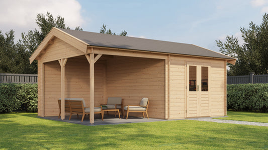 Lugarde Select Log Cabin with veranda Clwyd 300x400cm + 300cm - Untreated