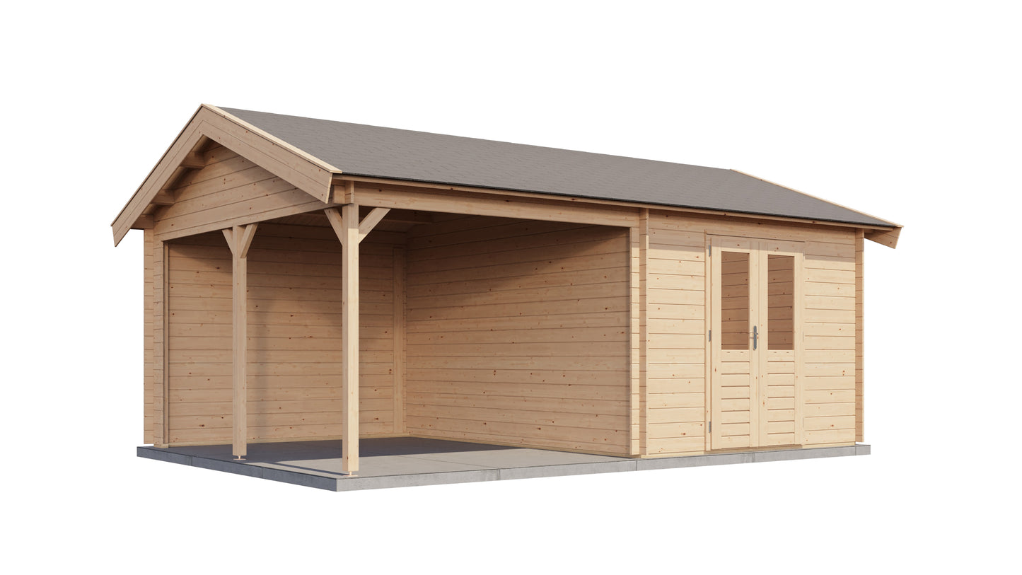 Lugarde Select Log Cabin with veranda Clwyd 300x400cm + 300cm - Untreated