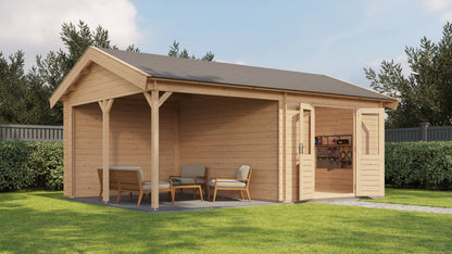 Lugarde Select Log Cabin with veranda Clwyd 300x400cm + 300cm - Untreated