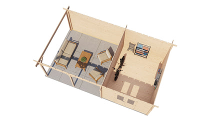 Lugarde Select Log Cabin with veranda Cambridge 300x400cm + 400cm - Untreated