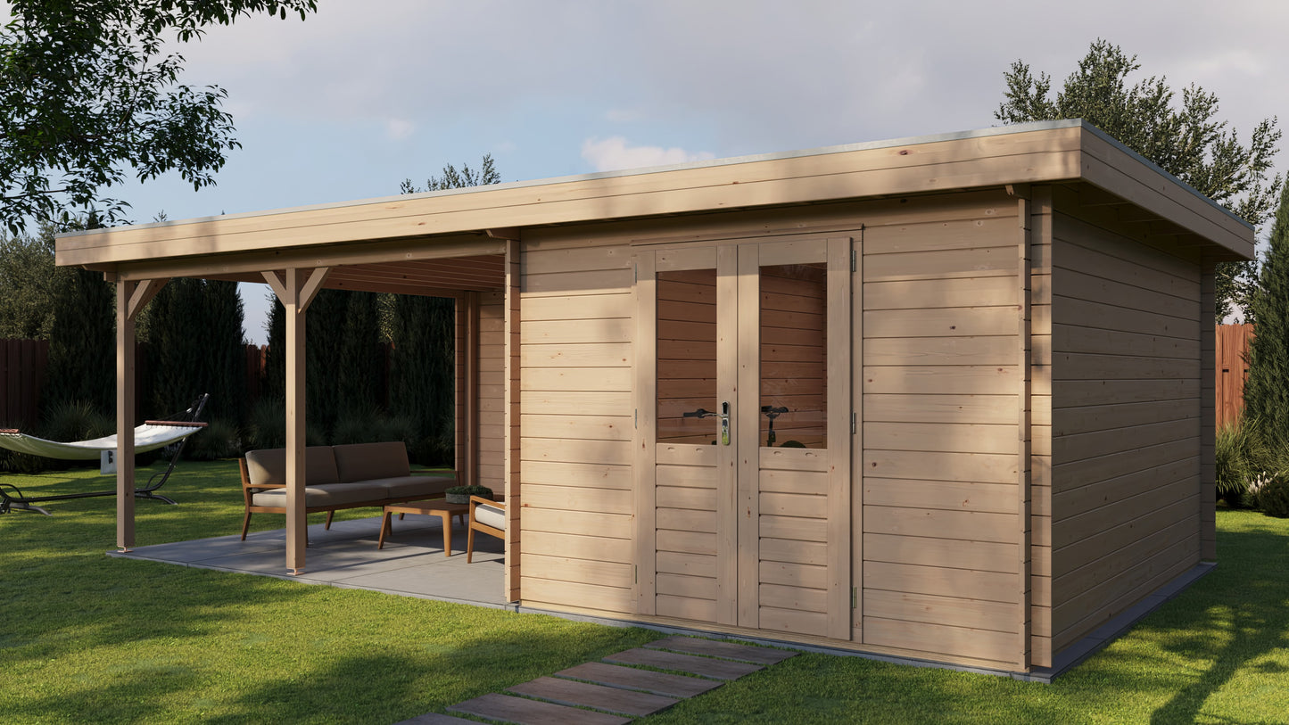 Lugarde Select Log Cabin with veranda Cambridge 300x400cm + 400cm - Untreated