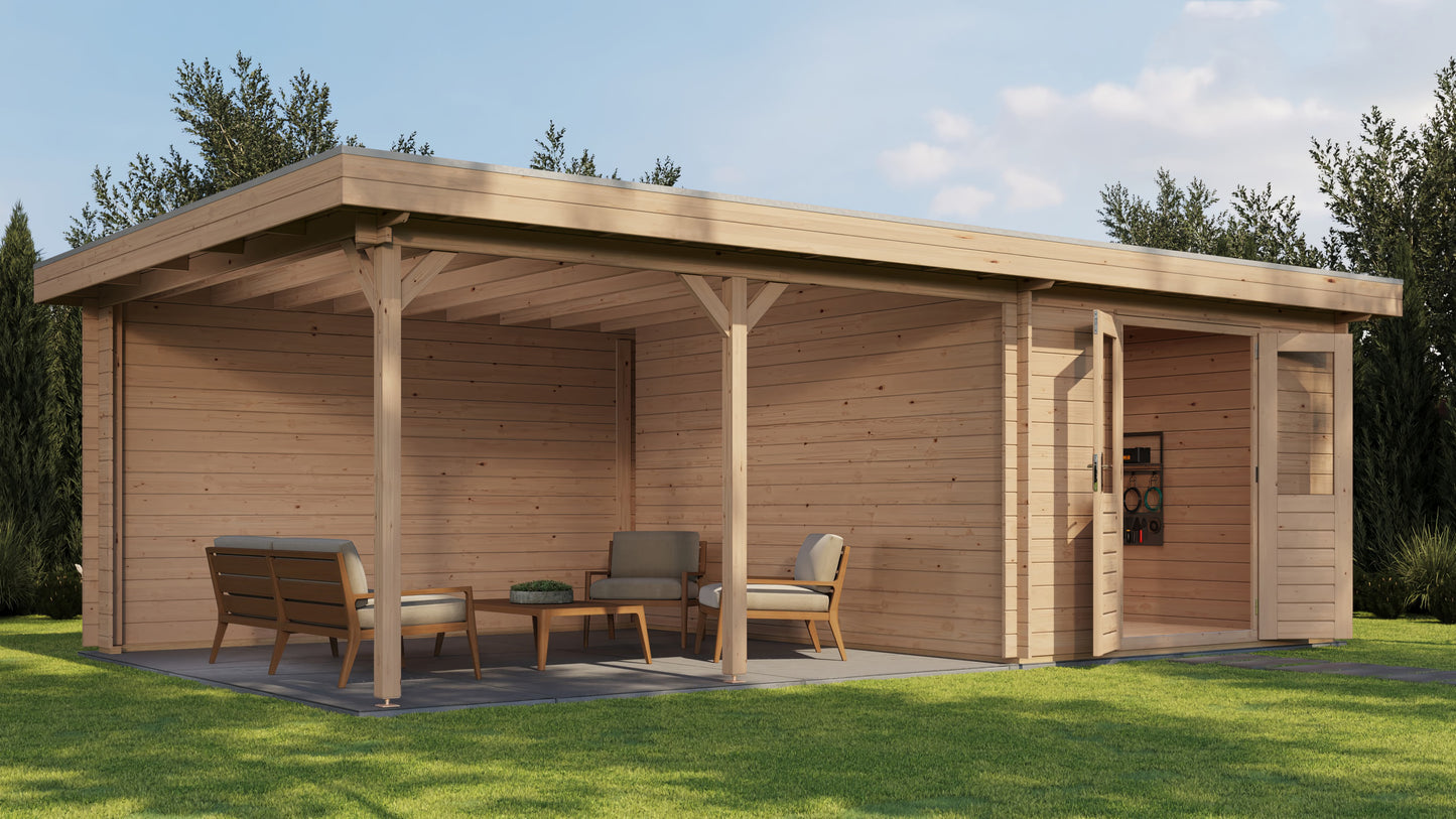 Lugarde Select Log Cabin with veranda Cambridge 300x400cm + 400cm - Untreated