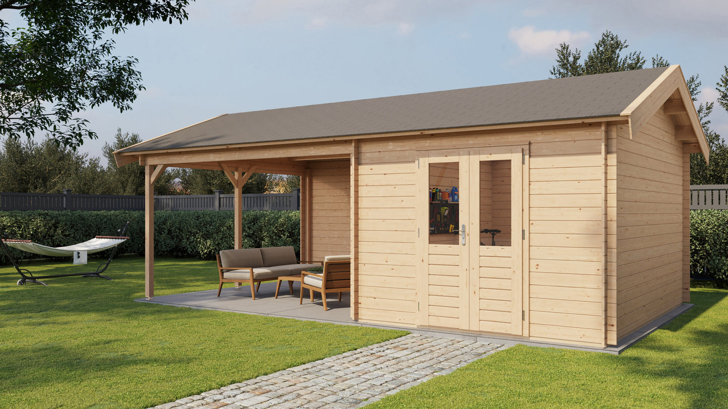 Lugarde Select Log Cabin with veranda Westminster 300x400cm + 400cm - Untreated