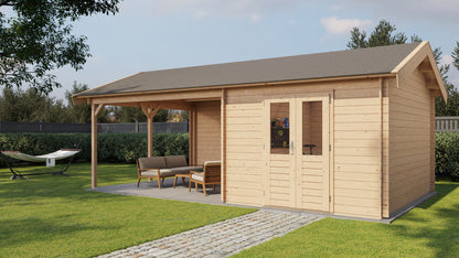Lugarde Select Log Cabin with veranda Westminster 300x400cm + 400cm - Untreated