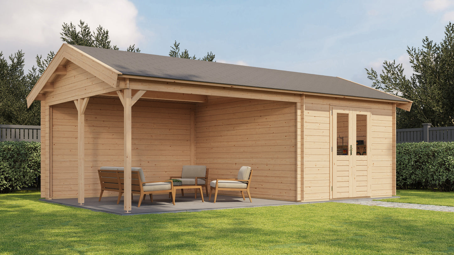 Lugarde Select Log Cabin with veranda Westminster 300x400cm + 400cm - Untreated