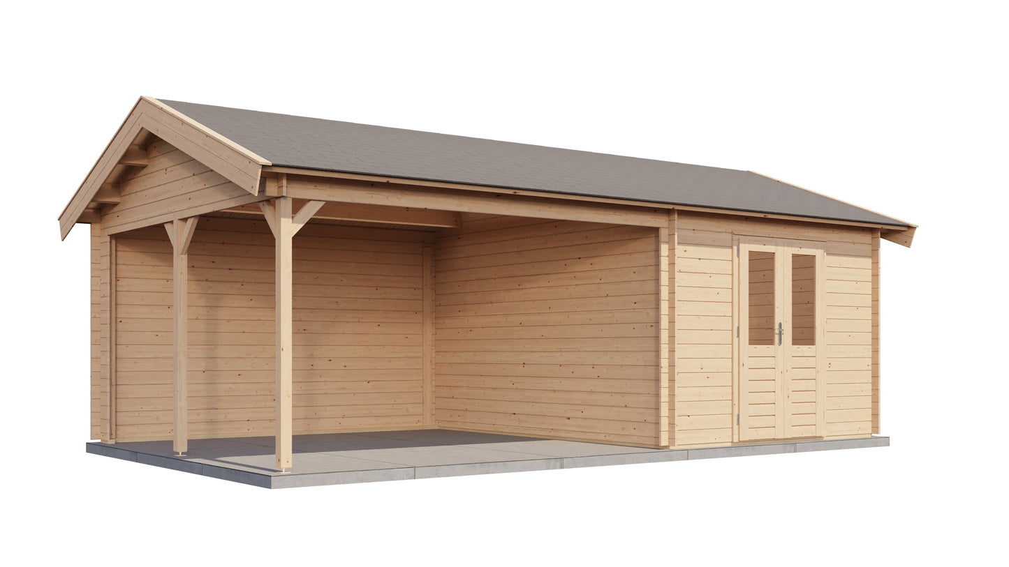 Lugarde Select Log Cabin with veranda Westminster 300x400cm + 400cm - Untreated