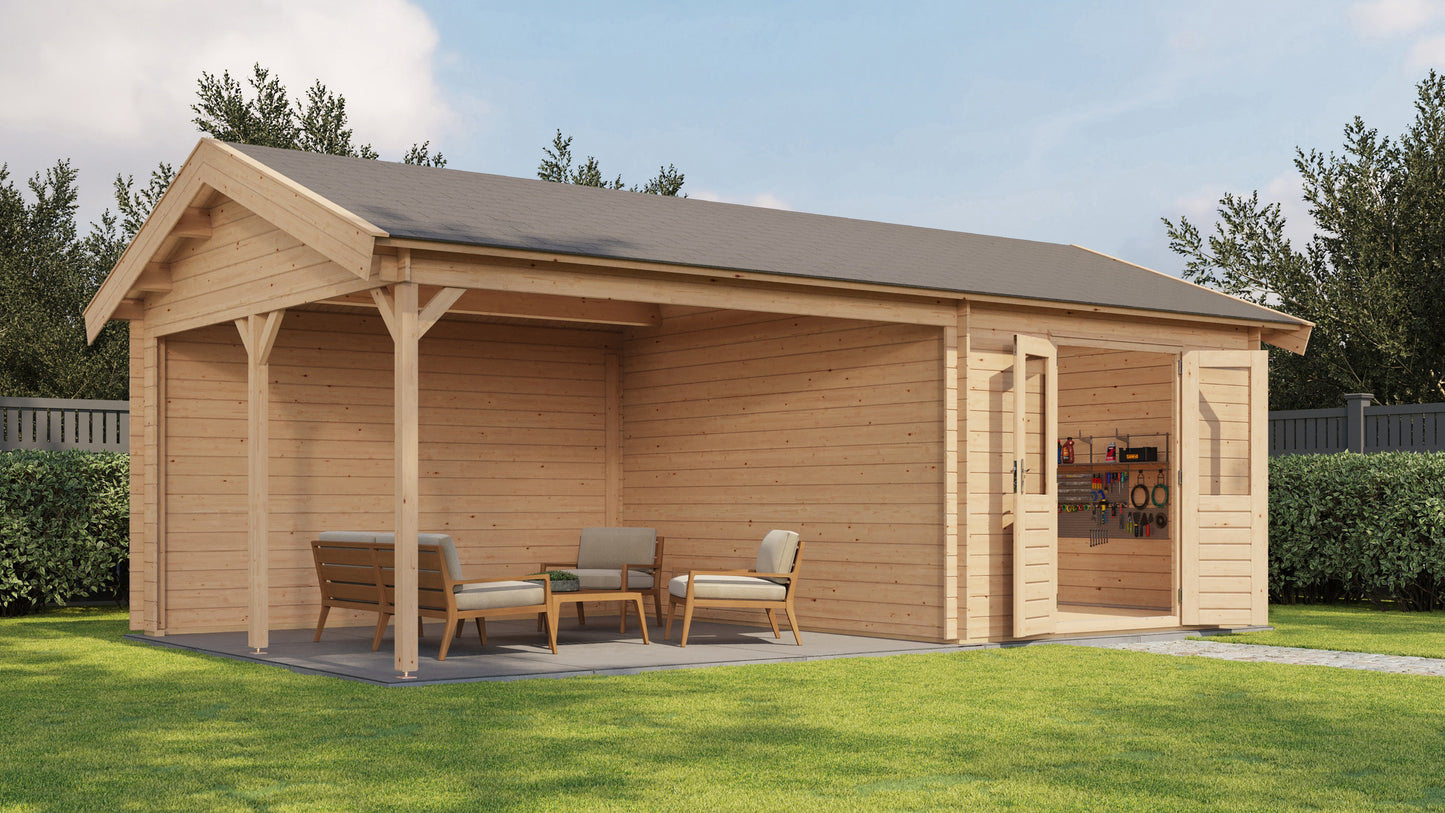 Lugarde Select Log Cabin with veranda Westminster 300x400cm + 400cm - Untreated