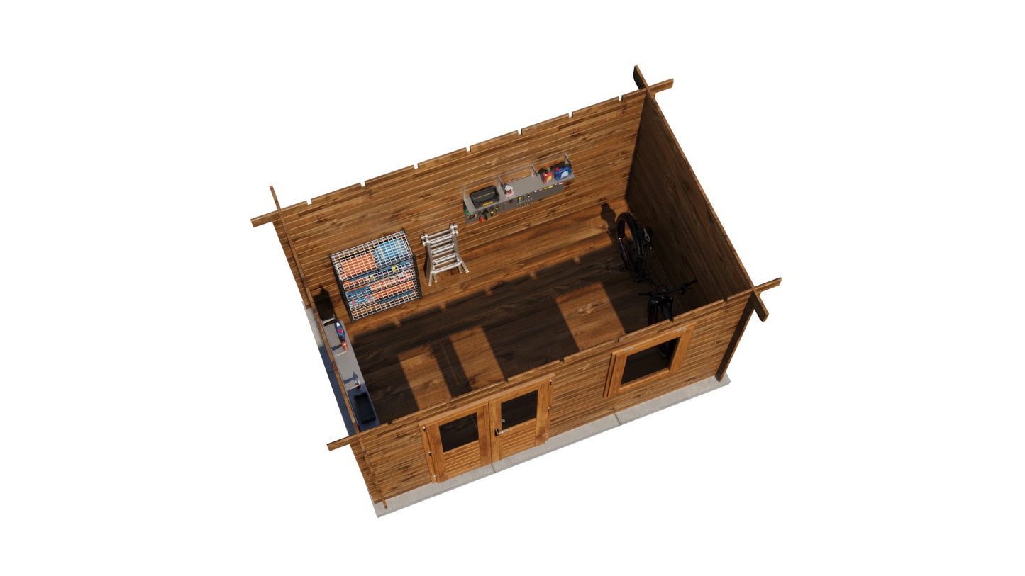 Lugarde Select Log Cabin Windsor 400x250cm - Pressure treated Brown