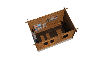 Lugarde Select Log Cabin Windsor 400x250cm - Pressure treated Brown