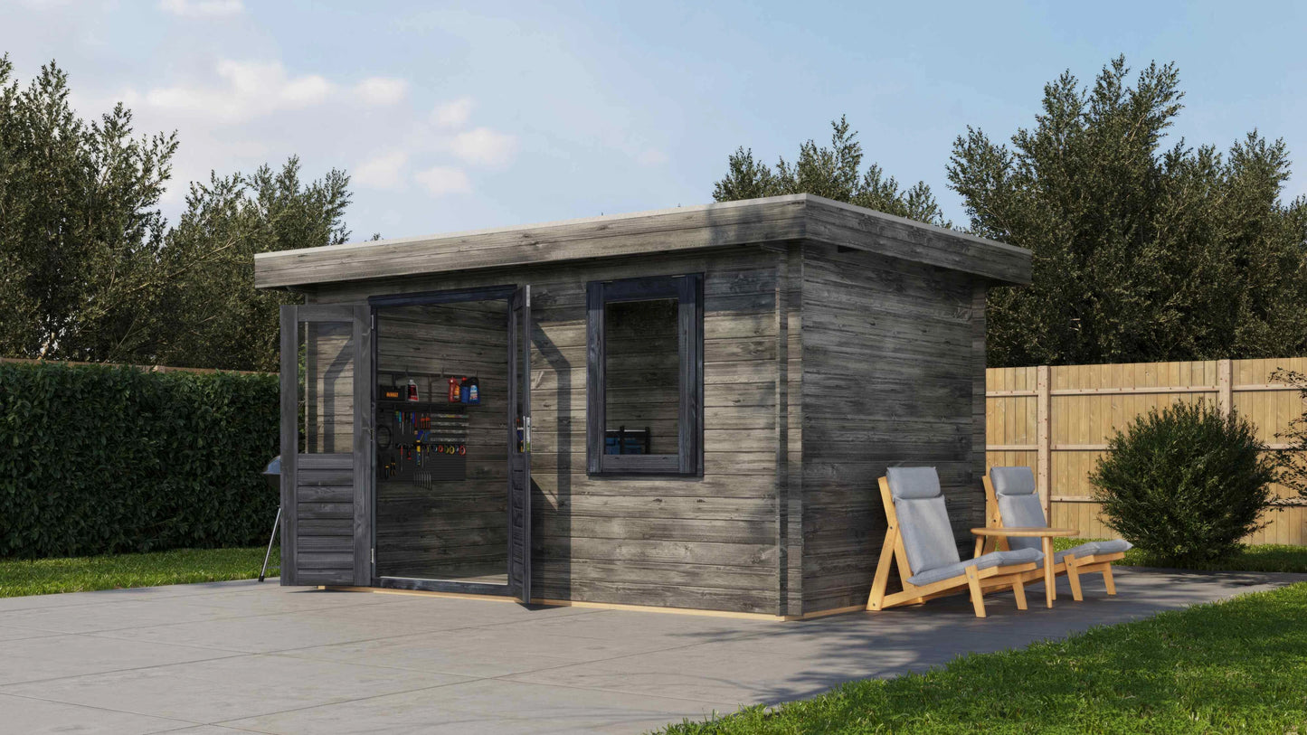 Lugarde Select Log Cabin Windsor 400x250cm - Pressure treated Grey