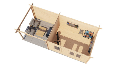 Lugarde Select Log Cabin with veranda Firth of Forth 400x300cm + 300cm - Untreated