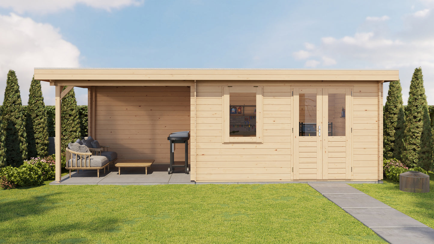 Lugarde Select Log Cabin with veranda Firth of Forth 400x300cm + 300cm - Untreated