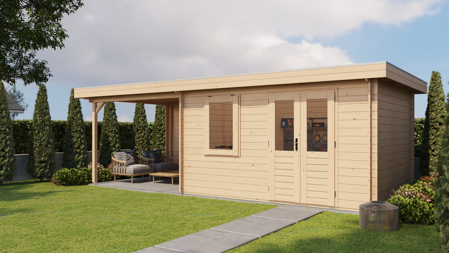 Lugarde Select Log Cabin with veranda Firth of Forth 400x300cm + 300cm - Untreated