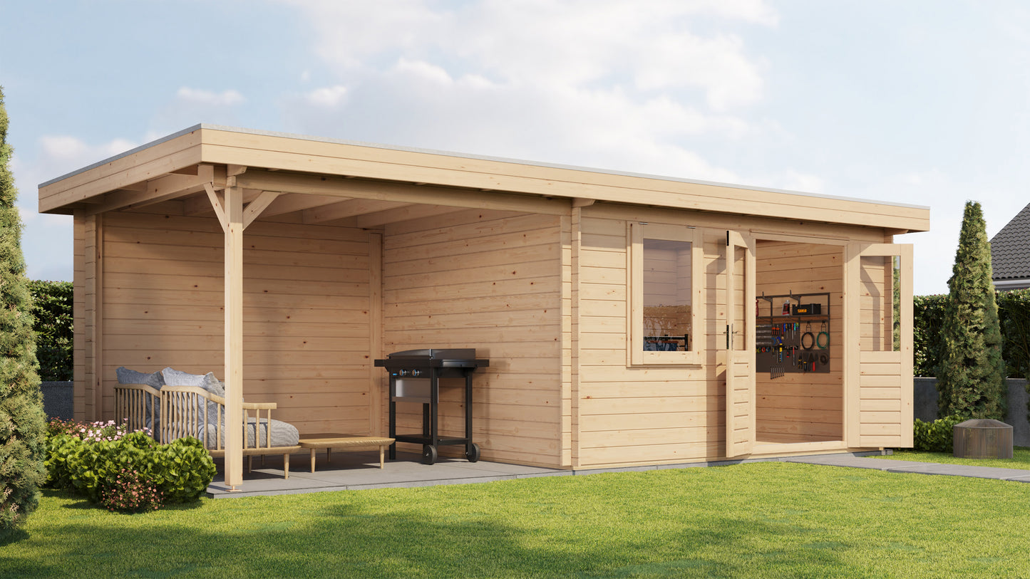 Lugarde Select Log Cabin with veranda Firth of Forth 400x300cm + 300cm - Untreated