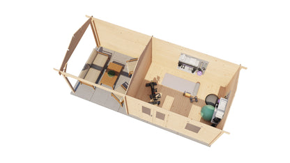 Lugarde Select Log Cabin with veranda Wye 400x300cm + 300cm - Untreated