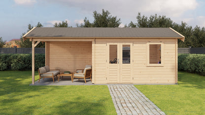 Lugarde Select Log Cabin with veranda Wye 400x300cm + 300cm - Untreated